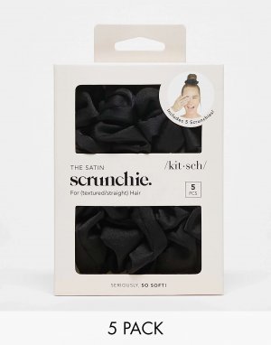 Атласные резинки для волос сна в стиле китч - черные Kitsch