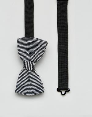 Трикотажный галстук-бабочка в полоску -Черный 7X