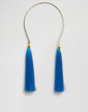 Ожерелье с шелковыми кисточками Suzywan DELUXE. Цвет: синий
