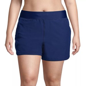 Женские быстросохнущие шорты с эластичной резинкой на талии размера плюс 5 дюймов Lands' End, накидка для плавания End Lands'