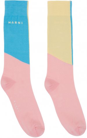 Разноцветные носки в стиле колор-блок Marni