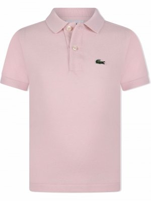 Рубашка поло с вышитым логотипом Lacoste Kids. Цвет: розовый