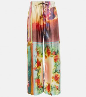 Широкие шелковые брюки с принтом JEAN PAUL GAULTIER, разноцветный Gaultier