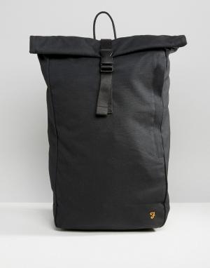 Черный парусиновый рюкзак ролл-топ Farah. Цвет: черный