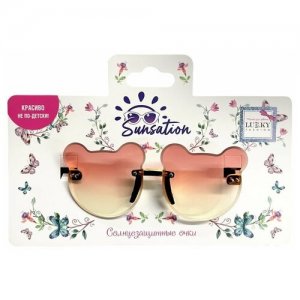 Солнцезащитные очки д.детей Мишки,без оправы,цв.стекол розовый Lukky