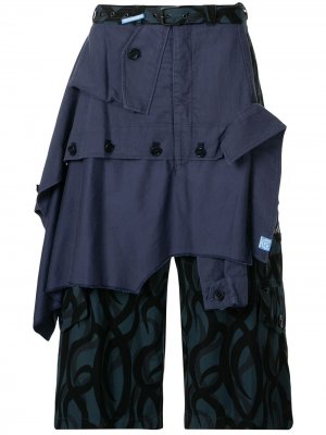 Многослойные брюки Maison Mihara Yasuhiro. Цвет: синий