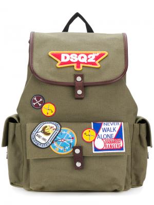 Рюкзак с заплатками DSQ2 Dsquared2. Цвет: зеленый