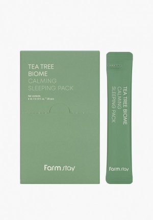Набор масок для лица Farmstay Успокаивающих ночных в саше с экстрактом чайного дерева, 20*4 мл. Цвет: белый