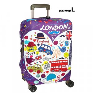 Чехол для чемодана 8003_L, размер L, фиолетовый, синий Vip collection. Цвет: белый/синий/фиолетовый/фиолетовый-розовый