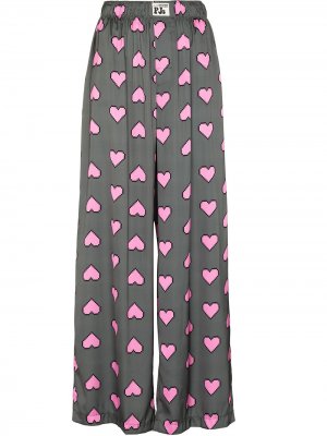 Heart-print wide-leg trousers Natasha Zinko. Цвет: зеленый