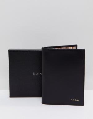 Черная обложка для паспорта с полосатой подкладкой Paul Smith. Цвет: черный