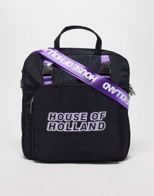 Черная сумка-тоут с логотипом на верхней ручке House of Holland