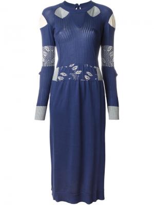 Вязаное платье в рубчик Maison Margiela. Цвет: синий