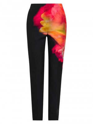 Укороченные брюки до щиколотки с цветочным принтом , черный Alexander McQueen