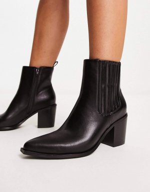 Ботильоны Wide Fit Heeled Ankle Western, черный Glamorous