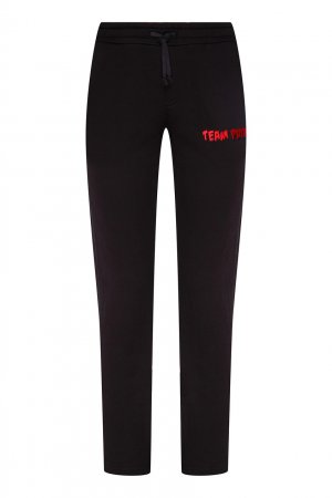 Черные спортивные брюки с красным логотипом TEAM PUTIN. Цвет: черный