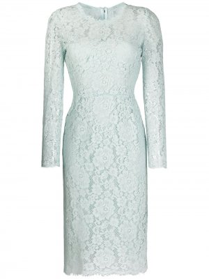 Кружевное платье с длинным рукавами Dolce & Gabbana. Цвет: синий