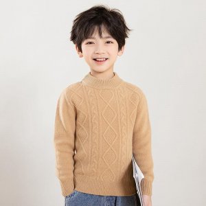 Детский свитер из 100% шерсти, водолазка, зимний толстый шерстяной вязаный пуловер, мягкий теплый осенний джемпер, вязаные топы VALIANLY