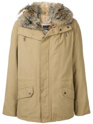 Пальто на молнии с капюшоном Yves Salomon Homme. Цвет: коричневый