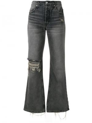 Рваные джинсы с широкой штаниной Adaptation. Цвет: серый