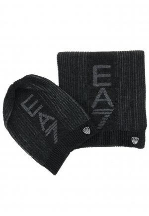 Комплект шапка шарф EA7. Цвет: серый