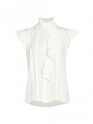 Шелковая плиссированная блузка Chloe с оборками , белый Elie Tahari