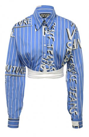 Хлопковая рубашка Versace Jeans Couture. Цвет: голубой