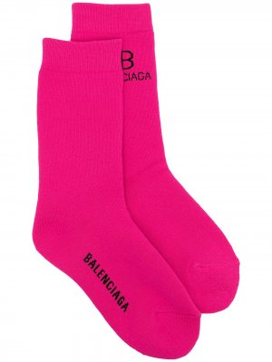 Носки вязки интарсия с логотипом Balenciaga. Цвет: розовый