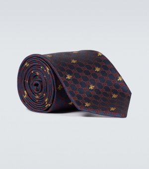 Шелковый галстук gg bees , синий Gucci