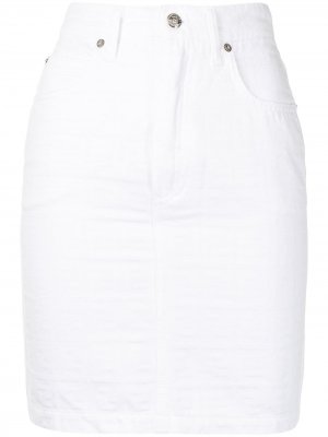 Джинсовая юбка с узором Zucca Fendi Pre-Owned. Цвет: белый