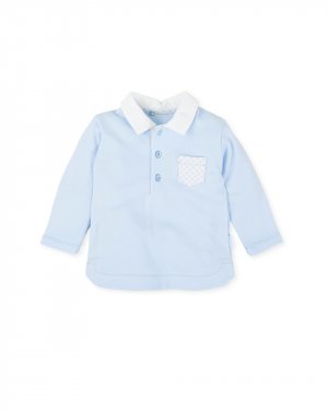 Голубая рубашка-поло интерлок для мальчика , светло-синий Tutto Piccolo