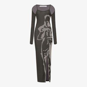 Трикотажное платье макси Rimona с абстрактным принтом , серый Daily Paper