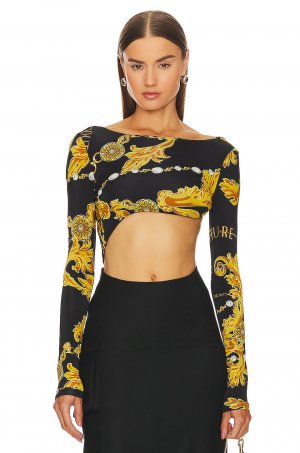 Боди Long Sleeve Cut Out, цвет Black & Gold Versace Jeans Couture