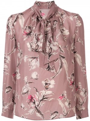 Блузка с бантом и цветочным принтом Tomorrowland. Цвет: розовый