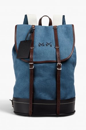 Рюкзак из парусины с кожаной отделкой и принтом, синий Maison Margiela
