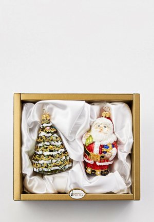 Набор елочных игрушек Грай Елка  и Санта с мешком подарком в руке. Цвет: разноцветный