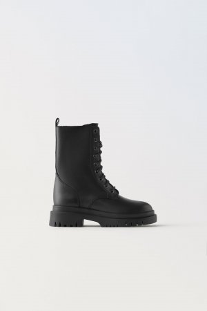 Кожаные кроссовки с ремнями Zara, черный ZARA