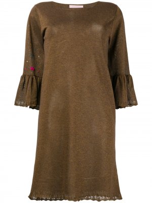 Платье с отделкой и расклешенными рукавам Kristina Ti. Цвет: коричневый