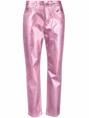 Прямые джинсы с эффектом металлик Dolce & Gabbana. Цвет: розовый