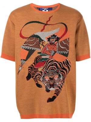 Tiger intarsia-knit T-shirt Junya Watanabe MAN. Цвет: оранжевый