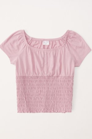 Розовая футболка на присборенной резинке , розовый Abercrombie & Fitch