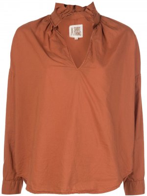 Рубашка с оборками на воротнике A Shirt Thing. Цвет: оранжевый