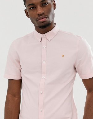 Розовая приталенная оксфордская рубашка с короткими рукавами Brewer-Розовый Farah