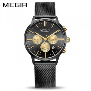 MEGIR хронограф, роскошные женские часы-браслет, Relogio Feminino, модные кварцевые наручные часы для влюбленных, девочек, подарок 2011 г.