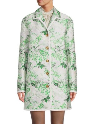 Удлиненная куртка на пуговицах с цветочным принтом , цвет Ivoire Green Giambattista Valli