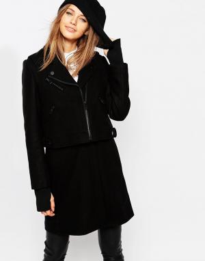 Шерстяное пальто со съемным жилетом Eleven Paris. Цвет: черный