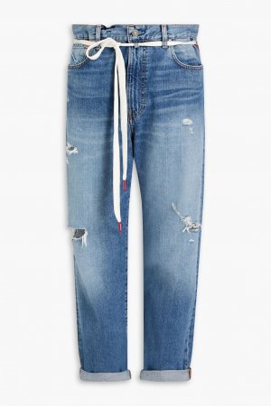 Укороченные зауженные джинсы Harper с высокой талией и потертостями , средний деним Denimist