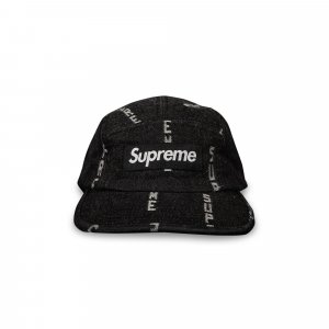Жаккардовая джинсовая кепка в полоску с логотипом, цвет Черный Supreme
