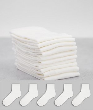 Набор из 5 пар белых носков органического хлопка Polly-Белый Monki