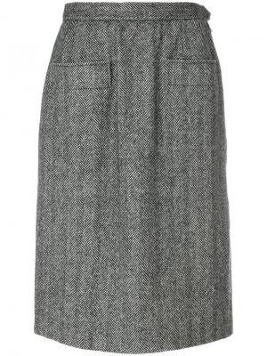 Юбка миди в елочку Yves Saint Laurent Vintage. Цвет: серый